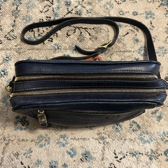 J.W. Hulme Lowry Navy Leather Crossbody Vintage Made in USA - Picture 5 of 17